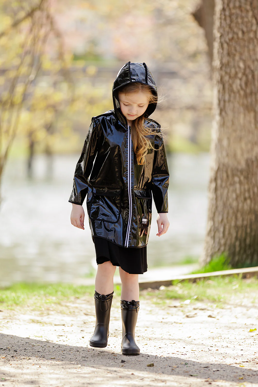 Black Long Raincoat - Image 3