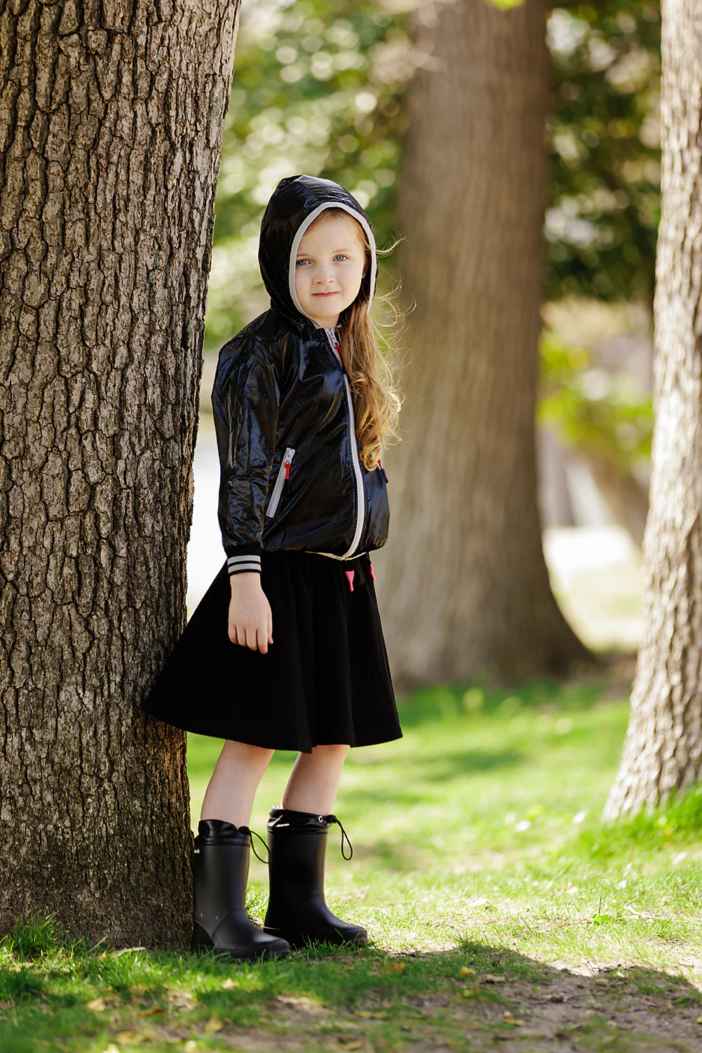 Black Raincoat with Red Accent - Image 3