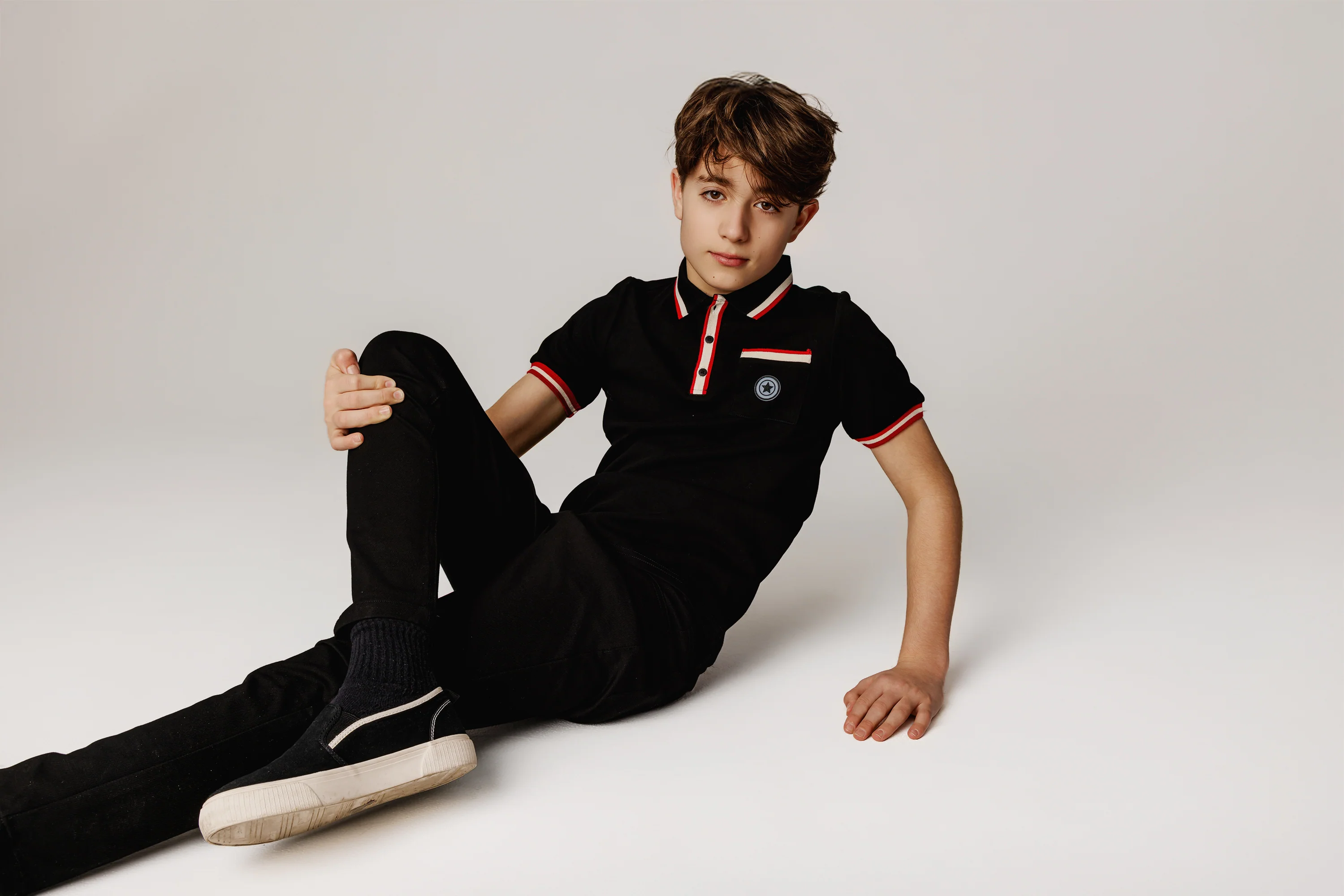 Black / Red & White Trim Polo - Image 3