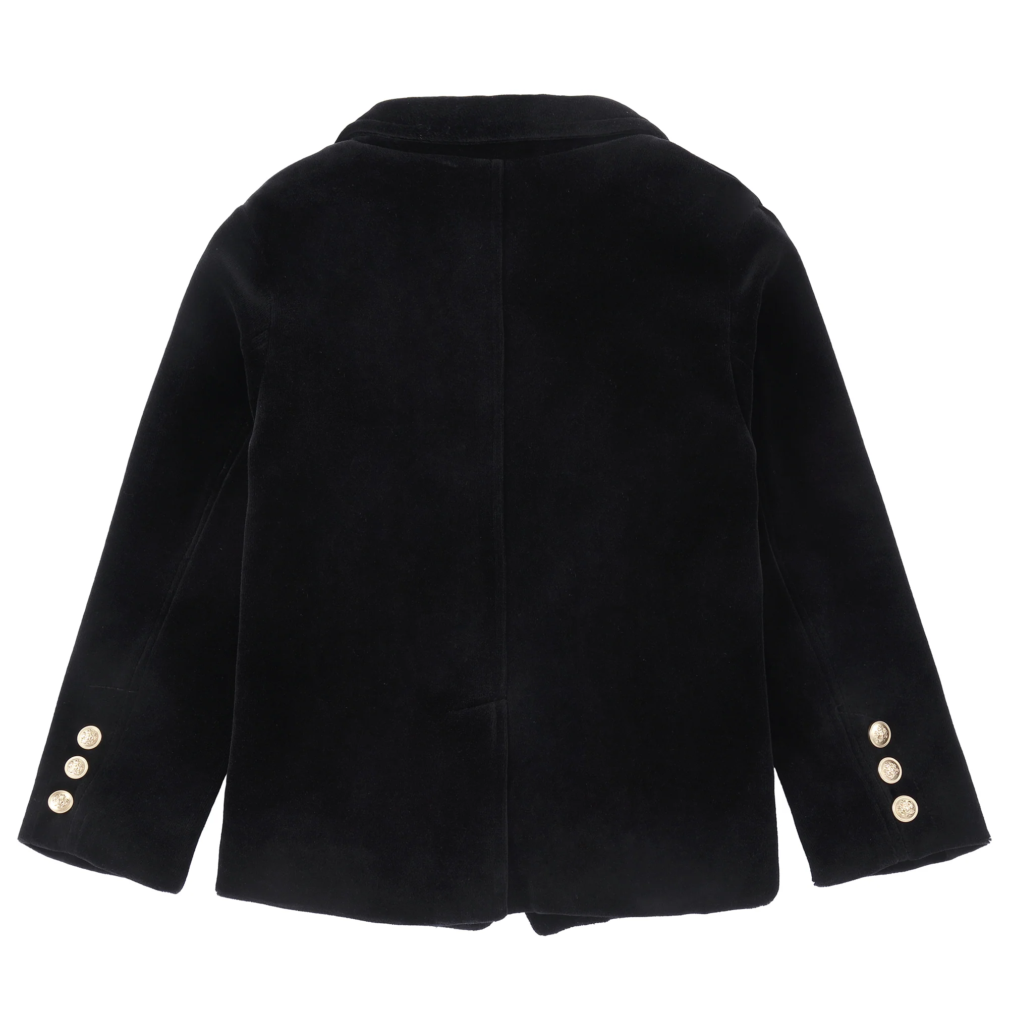 Black Velvet Gold Button Blazer - Image 3
