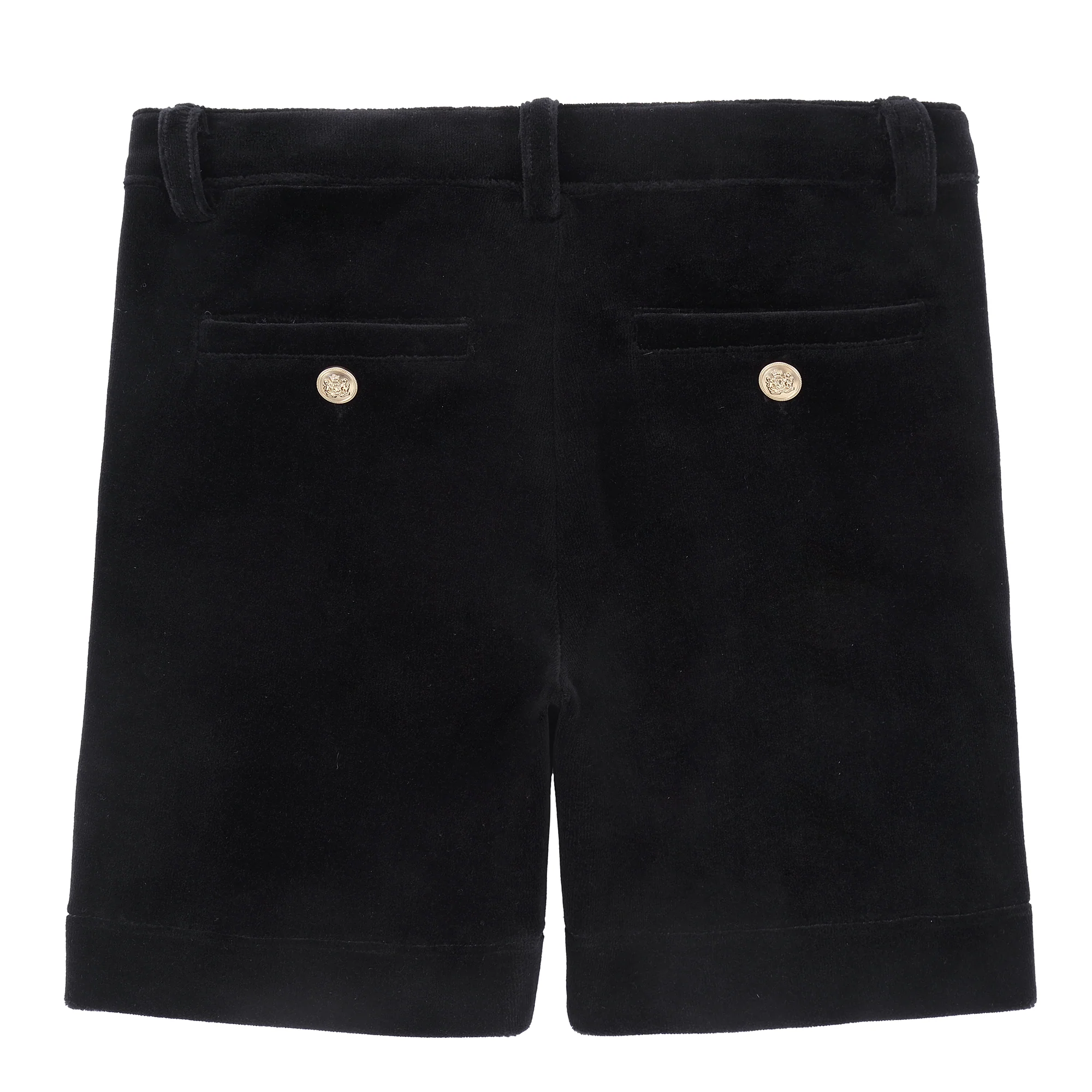 Black Velvet Gold Button Shorts - Image 3