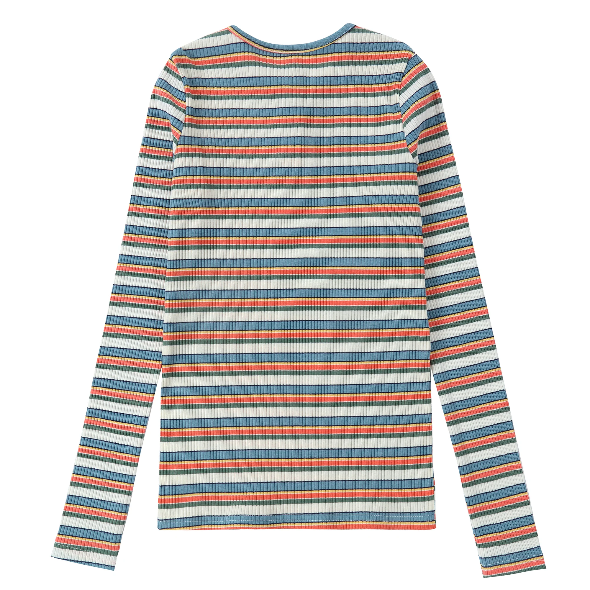 Colorful Striped Henley T-Shirt - Image 3