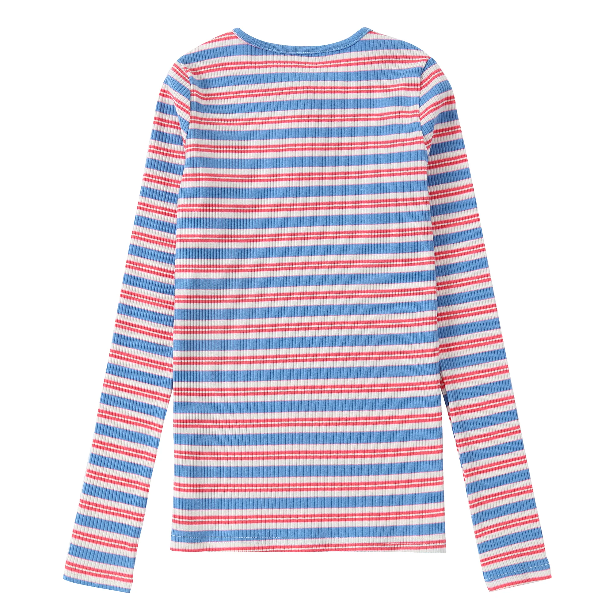 Blue & Pink Striped Henley T-Shirt - Image 3