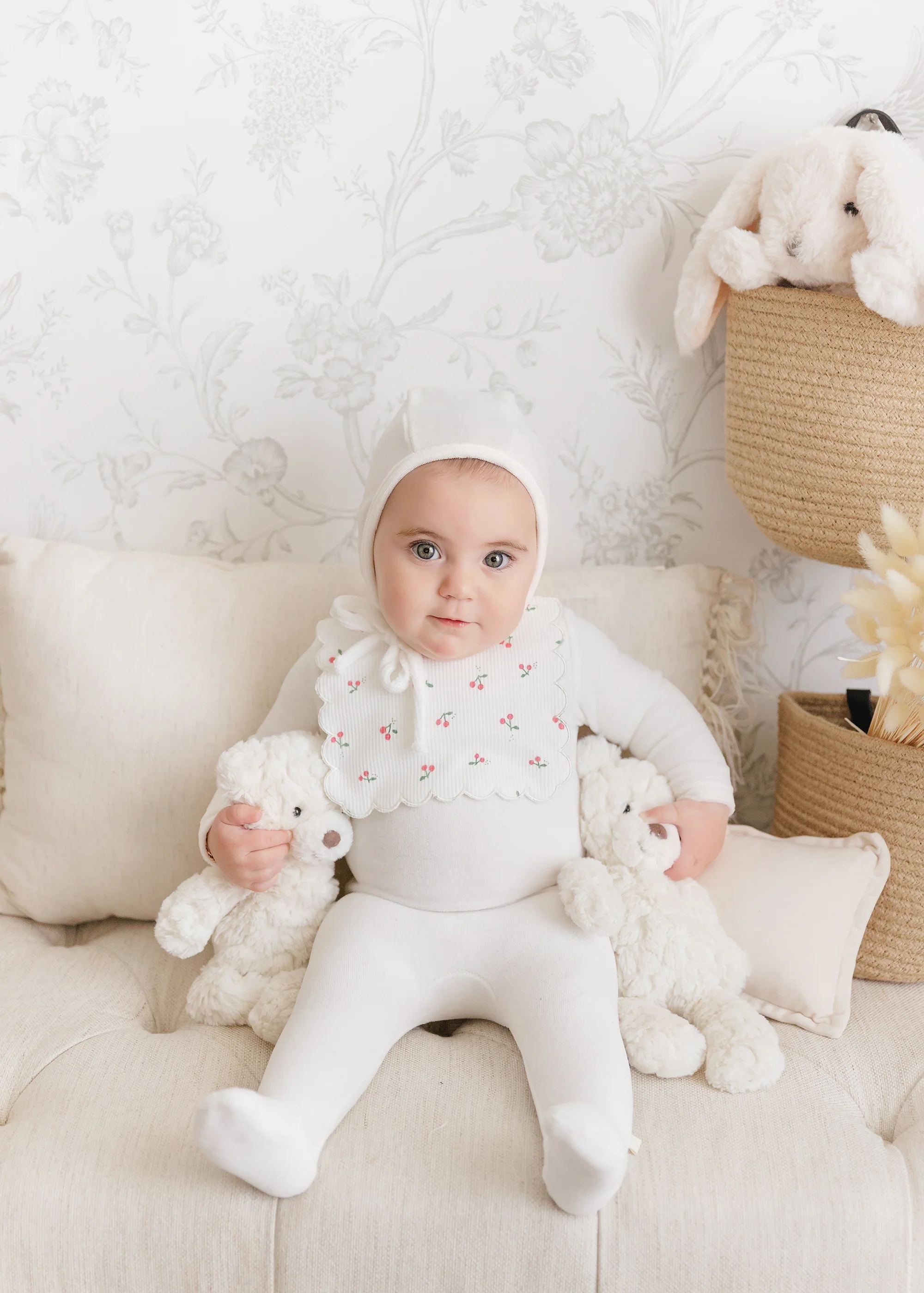 Cherry & Flower Bib Footie - Image 3