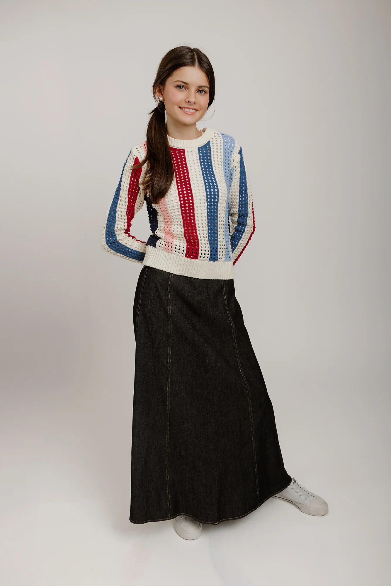 Color Block Open Knit Sweater - Image 3