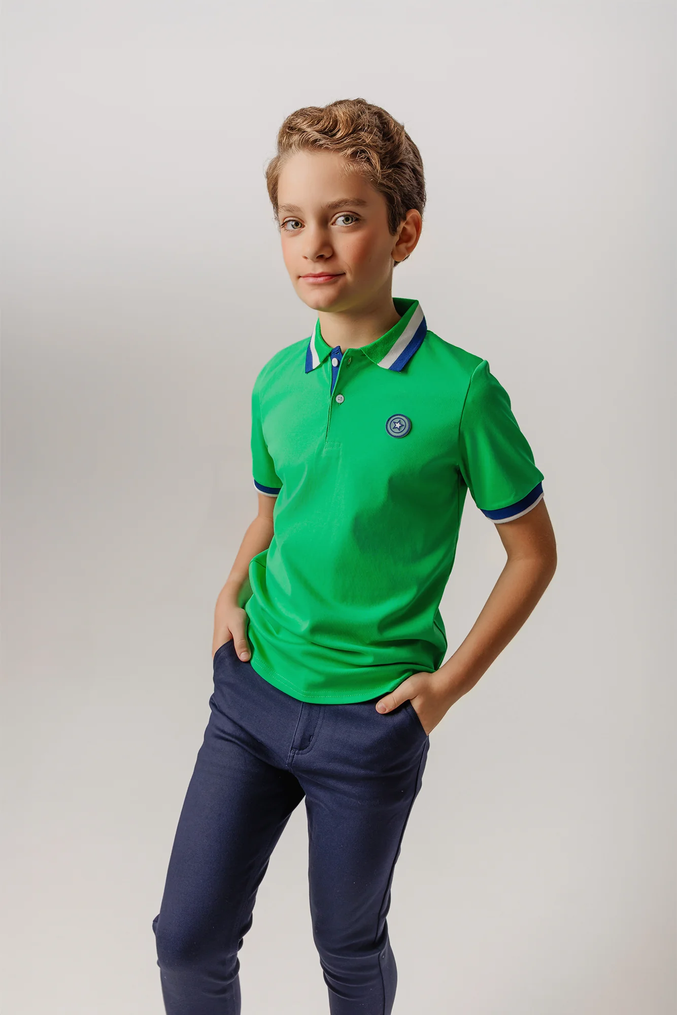 Green / Navy Trim Polo - Image 3