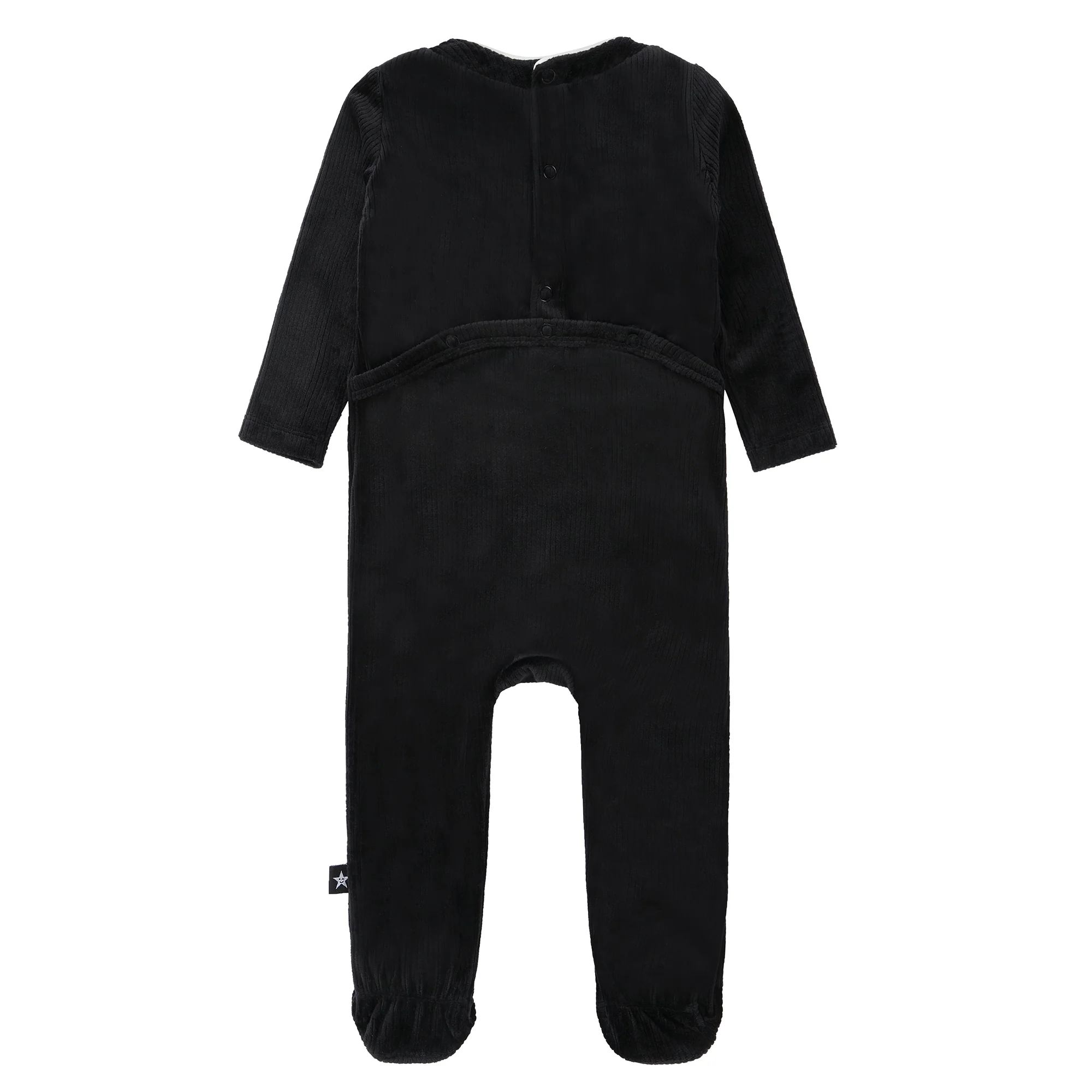 Black Ribbed Velour Footie - Image 4