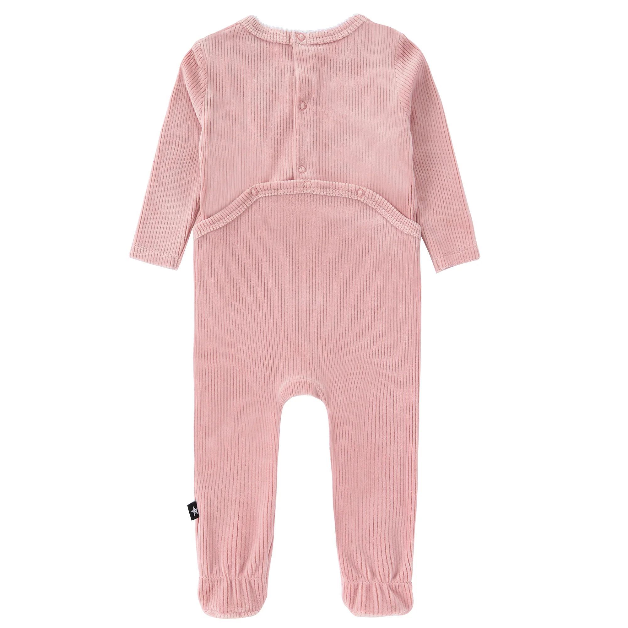 Pink Ribbed Velour Footie - Image 4