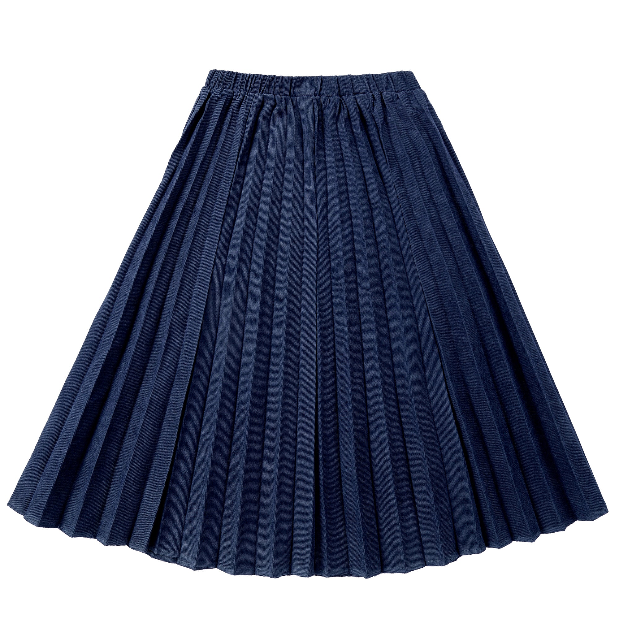Blue Corduroy Midi Sunburst Pleated Skirt - Image 3