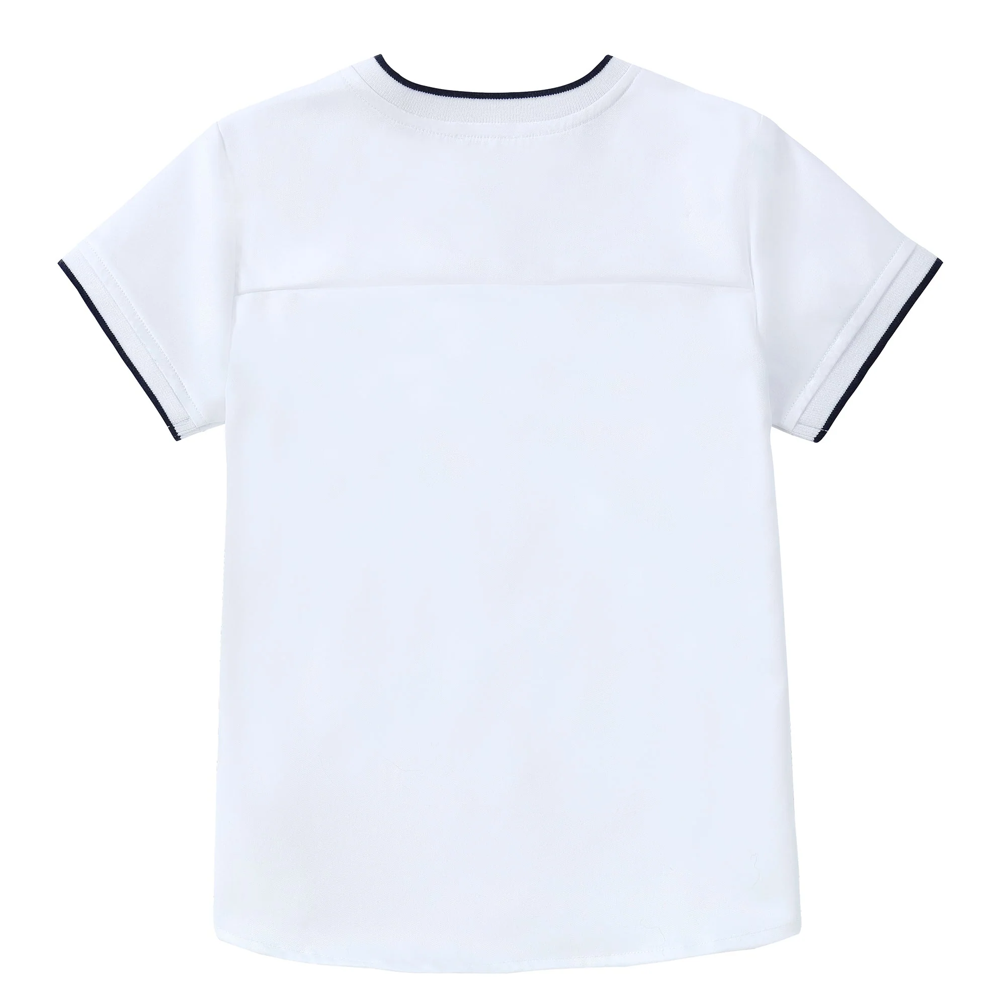 Mandarin Shirt With Navy Ribbing Detail - Image 3