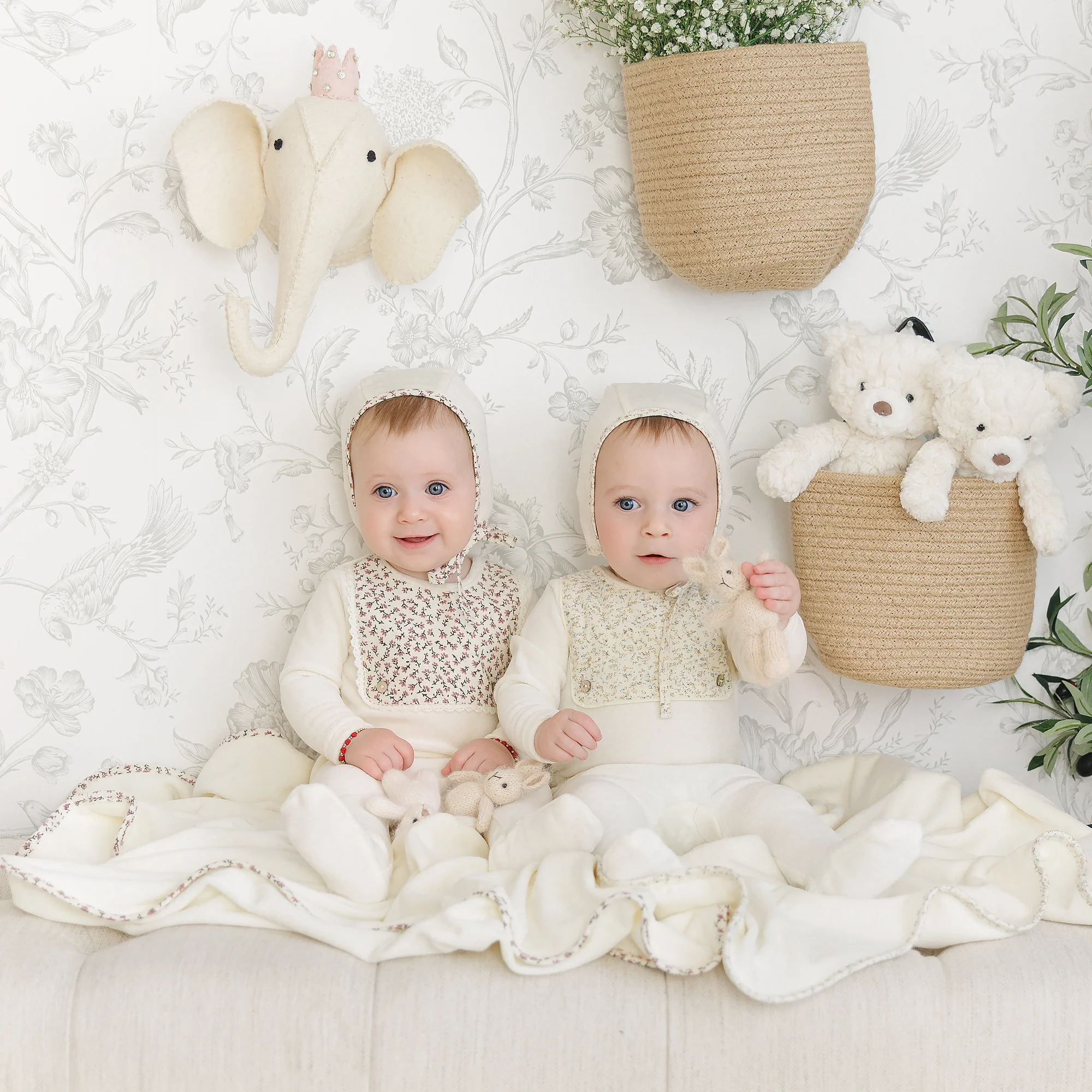 Pink Floral Bib Footie - Image 3